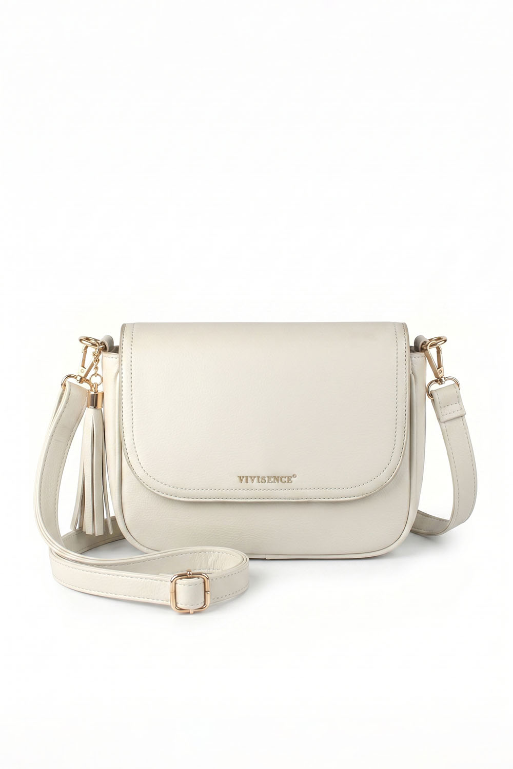 Vivisence Femme Sac Bandoulière Réglable Compact Fermoir Magnétique Pour Tous Les Jours, écru