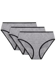 Vivisence Dame Slip Unterhose Klassisch Komfortabel Trendig Alltag Unterwäsche 4016, schwarzes Gummiband:grau