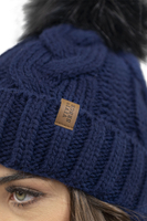 Vivisence Bonnet À Pompon Femme Chaud Et Doux Idéal Pour L’Hiver 7014, bleu foncé