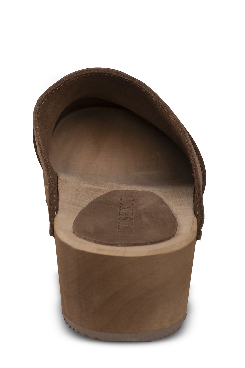 Vivisence Damen Clogs aus Nubukleder, Holzsohle, geschlossene Pantoletten mit Absatz, bequem für Alltag und Büro, dunkelbraun