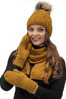 Vivisence Bonnet Femme Avec Pompon Doublé En Polaire Tricoté Pour L’Hiver 7015, jaune foncé