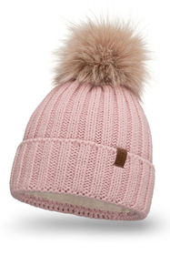 Vivisence Pom Pom Hat For Women Fleece Lined Perfect Fit Winter 70100, Pink