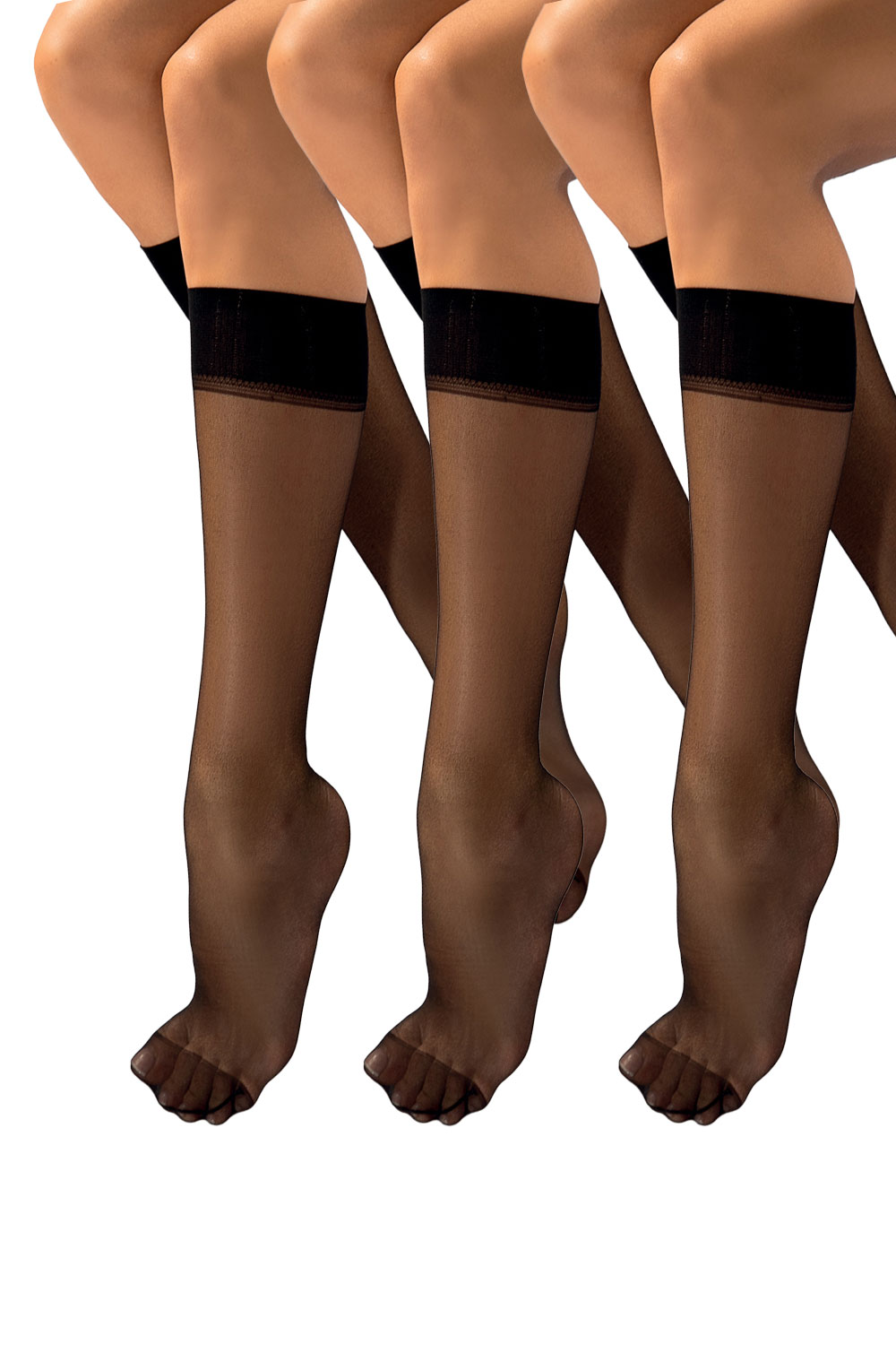 Vivisence Women's Knee-High Socks 3-Pack 20 DEN Soft And Comfortable Design With Reinforced Toe Area And Wide Ribbing Without Pressing Ideal For Everyday Wear, nero