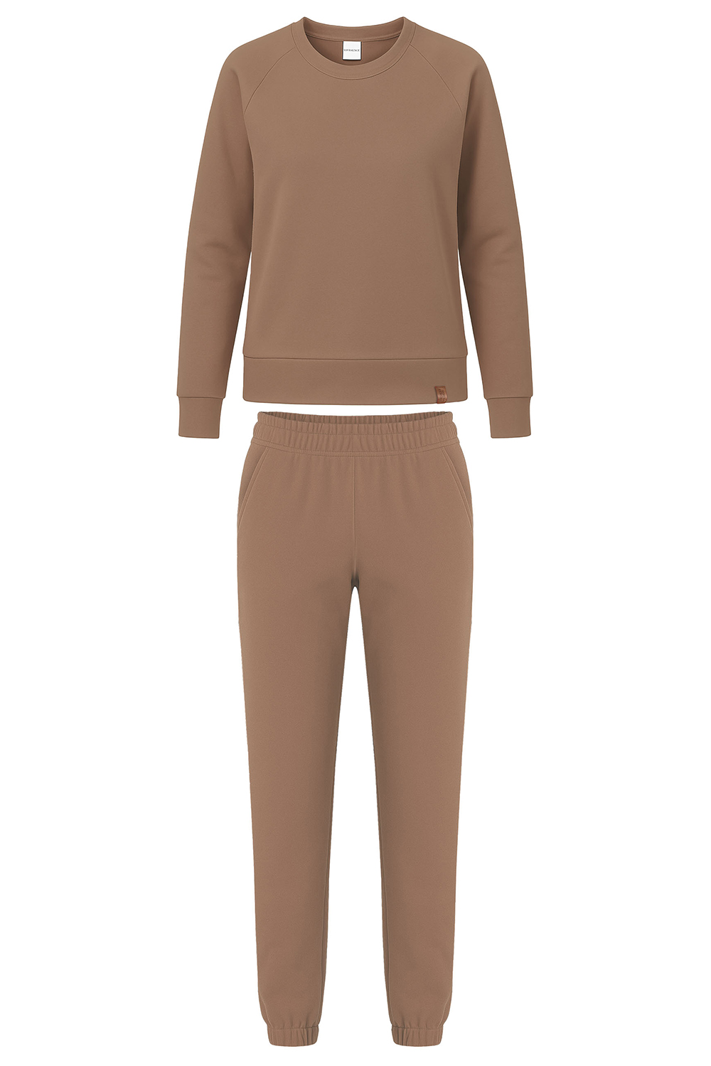 Vivisence Damen Trainingsanzug Baumwolle Bündchen Taschen Alltag Komfort 9204, Beige