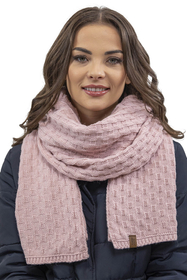 Vivisence Women Winter Hat Scarf And Gloves Set Fleece Lined Soft Knit Warmth, powder pink