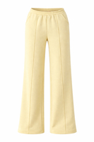 Vivisence Women’s Pull On Trousers, Soft Knit Smart Casual Trousers with Front Crease, Flared Leg and Side Pockets, banana