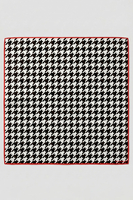 Vivisence Foulard Femme en Soie Naturelle, Carré de Soie 14 Momme, Bords Roulottés à la Main, Motif Pied-de-poule Noir/Blanc, Noir/Blanc/Pied-de-poule