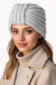 Vivisence Femme Bonnet Hiver Maille Merinos et Coton Ajusté Chaleur Confort, gris