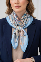Vivisence Femme Foulard En Soie Naturelle Bords Roulottés Doux Pour La Peau, bleu/beige