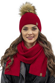 Vivisence Écharpe Femme Large Tricotée Chaude Douce Élégante Pour L’Hiver 7041S, rouge