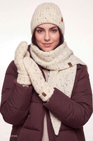 Vivisence bonnet beanie côtelé femme à revers chaud et doux, crème