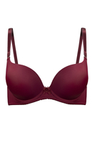 Vivisence Push Up Bra Double Enhancement Thermoformed Cups Adjustable Straps, burgundy