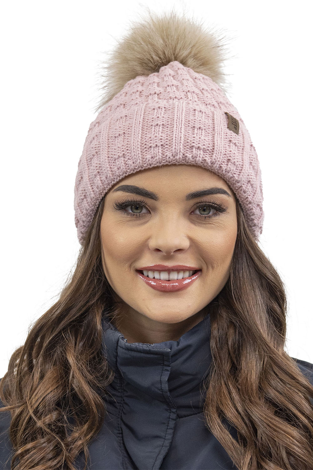Vivisence Femme Bonnet Et Écharpe Pour l'Automne et l'Hiver À Pompon Chauds Doublés De Polaire Anti-Statique Idéal Pour Les Hommes Élégants Parfait Pour Froides Journées 7015Kmpl, rose clair