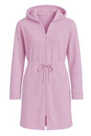 Vivisence Women's Robe Cotton with Zipper Warm Fabric Perfect for Evening Spa 5012, pink