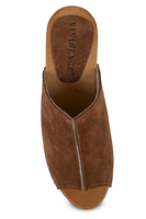 Vivisence Damen Clogs aus Wildleder, Holzsohle, bequeme Pantoletten mit Absatz für Alltag und Büro, hellbraun