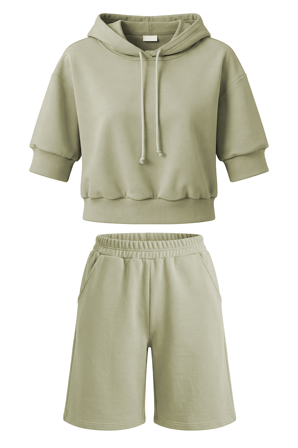 Vivisence Femme Ensemble Short Et Sweat À Capuche Coton Confort À La Maison, olive