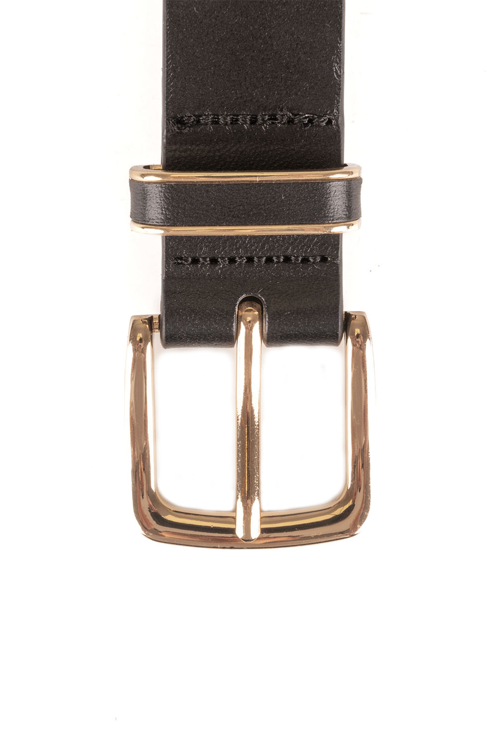 Vivisence Damen Ledergürtel Echtes Leder Goldene Schnalle Klassisch P0001, Schwarz