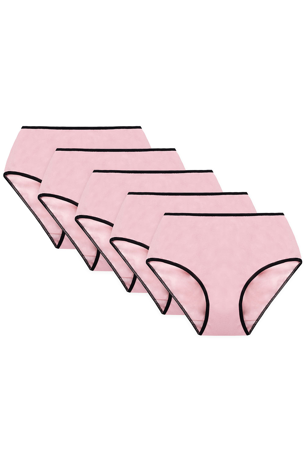 Vivisence Culotte Classique Slip pour Femme Lot de 5 Figi Silhouette Élégante 4016, bande noire: rose 5-pack