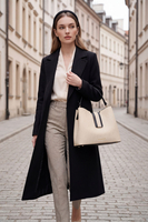 Vivisence Damen Handtasche Mit Magnetverschluss Und Fächern Für Ordnung, Beige