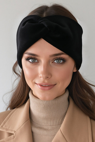 Vivisence Bandeau Femme Hiver Automne Chaud Couvre-chefs d'hiver Confortable Élégant Accessoire Cheveux Entrelacé Devant Tricot Extensible Idéal Journées Froides, noir