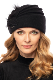 Vivisence Damen Mütze Winter Perlen Toque Wolle Handgefertigte Herbst Warme 7058, schwarz