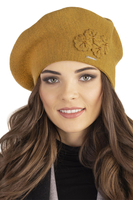 Vivisence Elegant Women's Beret With Flower Warm Autumn Winter Accessory 7006, honey
