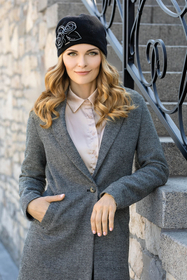 Vivisence Damen Mütze Winter Handgefertigte Herbst Elegante Wintermütze 7068, schwarz