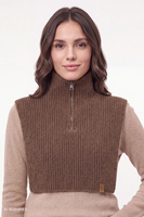 Vivisence women's knitted neck warmer with zip, warm and form-fitting, brown