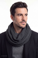 Vivisence Herren Set Mütze & Loop Merinowolle Winteraccessoires, dunkelgrau