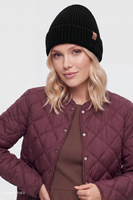 Vivisence Women's Wool Blend Beanie Hat with Turn-Up Cuff, black
