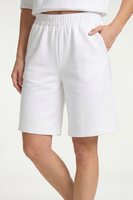 Vivisence Women Shorts Soft Cotton Knit Elastic Waist With Pockets For Home, white