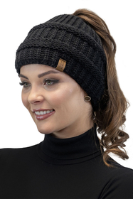 Vivisence Bonnet Femme Avec Tresse Doublé Doux Bande Élastique Pour L’Hiver 7075, noir