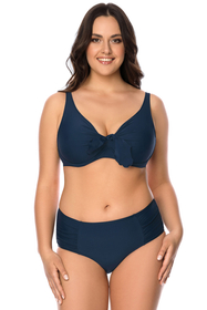 Vivisence Womens Underwire Swim Bra Non Padded With Tie Front Adjustable Straps For Full Bust Support, dark blue