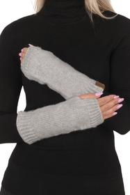 Vivisence Women Winter Knitted Gloves Merino Wool Cotton Blend Warm Comfort, Grey