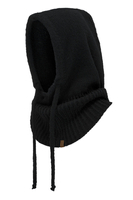 Vivisence Femme Cagoule Hiver Laine Merinos Et Coton Reglable Chaleur Douce, noir