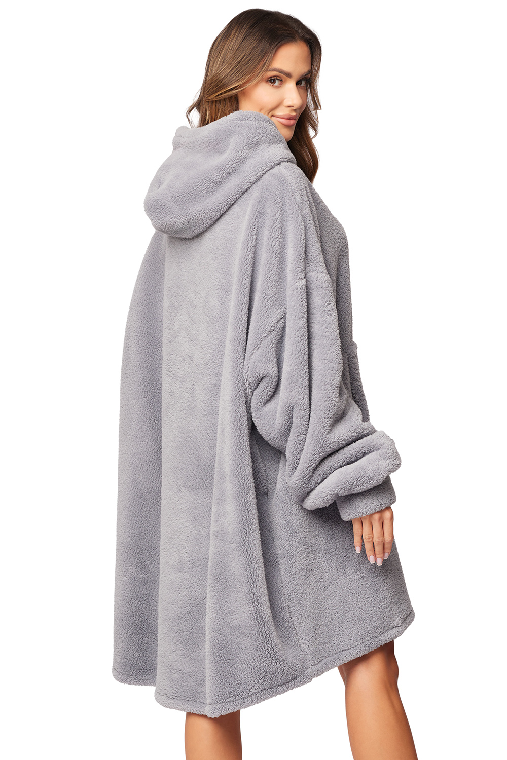 Vivisence Sweat à Capuche Couverture Ultra Doux Poche Frontale Pratique Chaud et Confortable Sweat Couverture Oversize Matériau Chaleureux Idéal Pour L’Hiver, gris