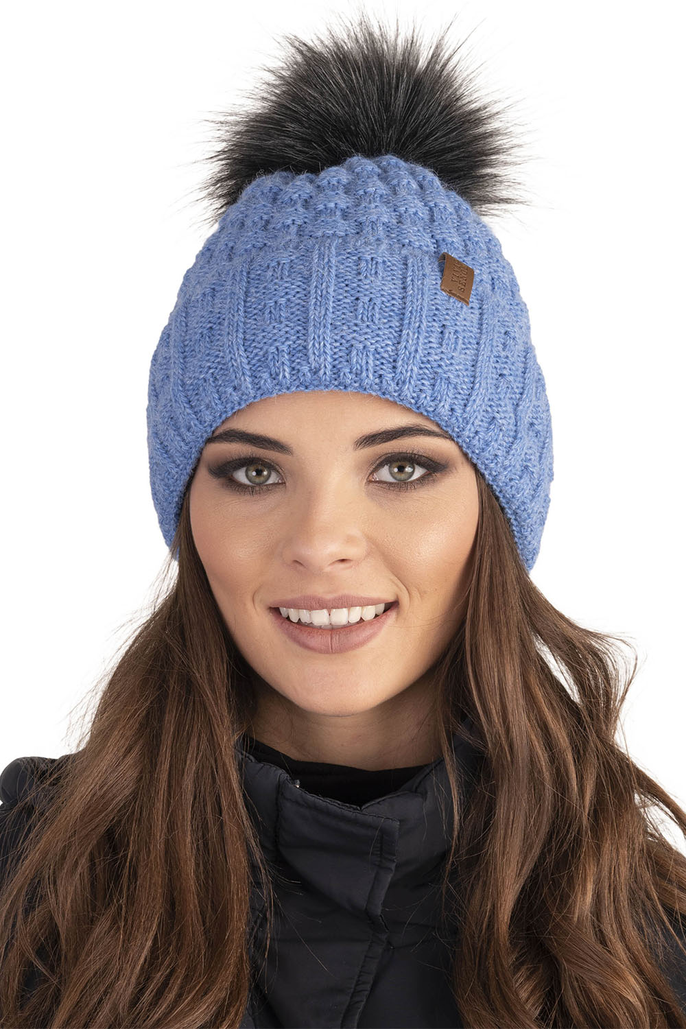 Vivisence Pom Pom Hat For Women Fleece Lined Knitted Winter Style 7015, jeans