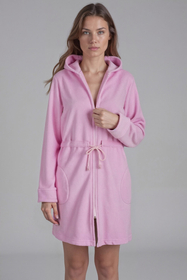Vivisence Bademantel Baumwoll mit Reißverschluss Weiches Und Warmes Material Perfekt Für Das Abendliche SPA 5012, rosa