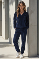 Vivisence Femme Sweat Coton Décolleté V Tenue de Tous les Jours Parfaite 9002, bleu marine