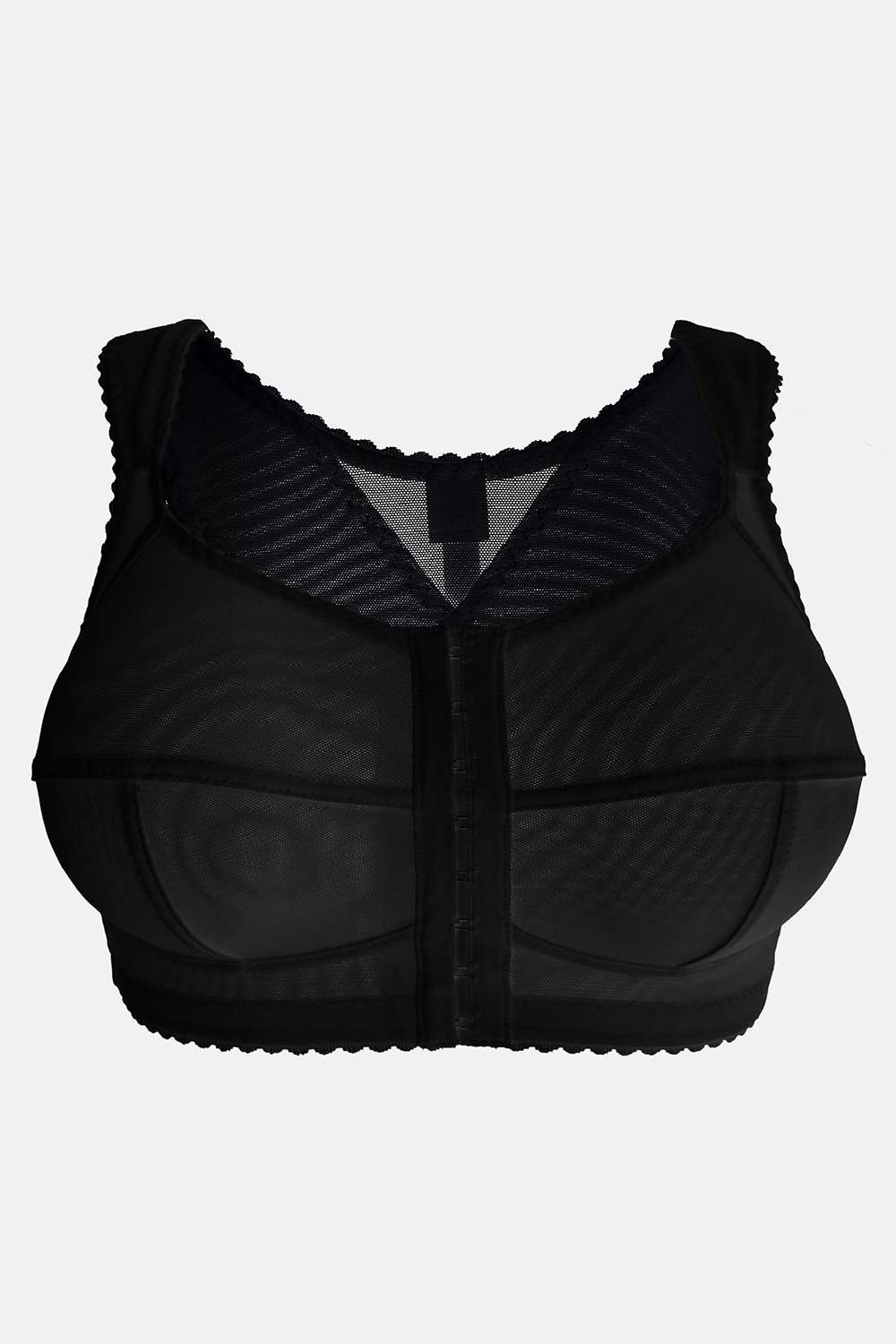 Vivisence Non Wired Bra Front Closure Padded Straps Support Comfort For Full Bust, black