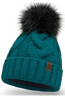 VIVISENCE Wintermütze mit Bommel Damen Warmes Ideal Für Kalte Wintertage 7014, dunkeltürkis