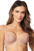 Vivisence Soutien-Gorge Dentelle Non-Rembourré Élastique Avec Baleines Bretelles Réglables Bonnets En Maille Stable Décor Dentelle Pour Un Maintien Élégant Et Confort Optimal, beige