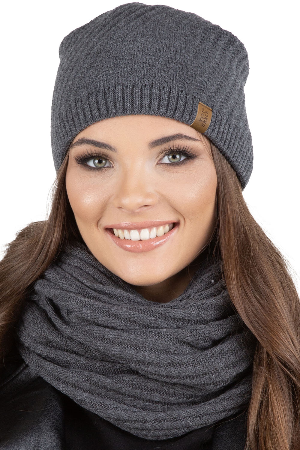 Vivisence Damen Mütze Winter Verlängertem Schnitt Wärmendem Garn Herbst 7017, dunkelgrau