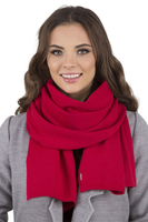 Vivisence Damen Baskenmütze Schal Set Wolle Blumenapplikation Warm Elegant 7007, rot