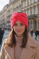 Vivisence Femme Bandeau Maille Duveteuse avec Torsade Confort et Chaleur, framboise