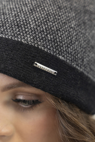 Vivisence Bonnet À Pompon Femme Tricoté Motif Pied-De-Poule Subtil 7095, pied-de-poule noir