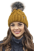 Vivisence Women Winter Hat Scarf And Gloves Set Soft Fleece Lining Cozy Warmth, dark yellow