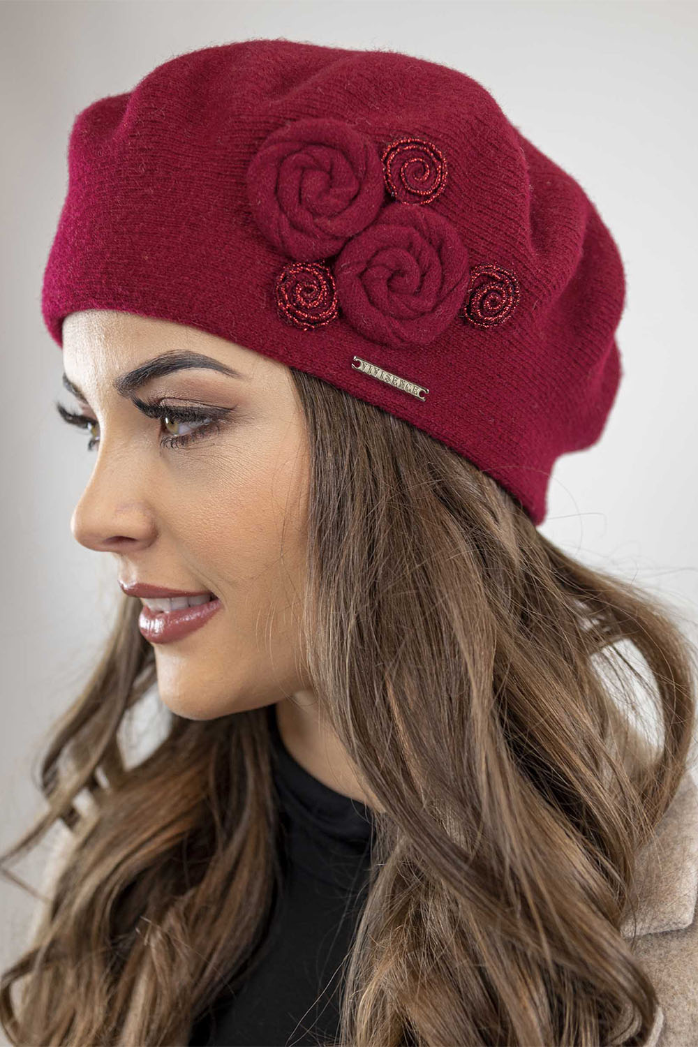 Vivisence Wool Beret For Women Protection Against Cold For Chilly Days 7037, maroon