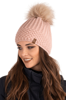 Vivisence Women's Winter Hat With Pom Pom Warm Ideal For Cold Days 7016, light pink