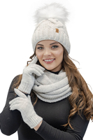 Vivisence Ensemble Hiver Chapeau Comin Gants Pour Confort Quotidien, beige mélange